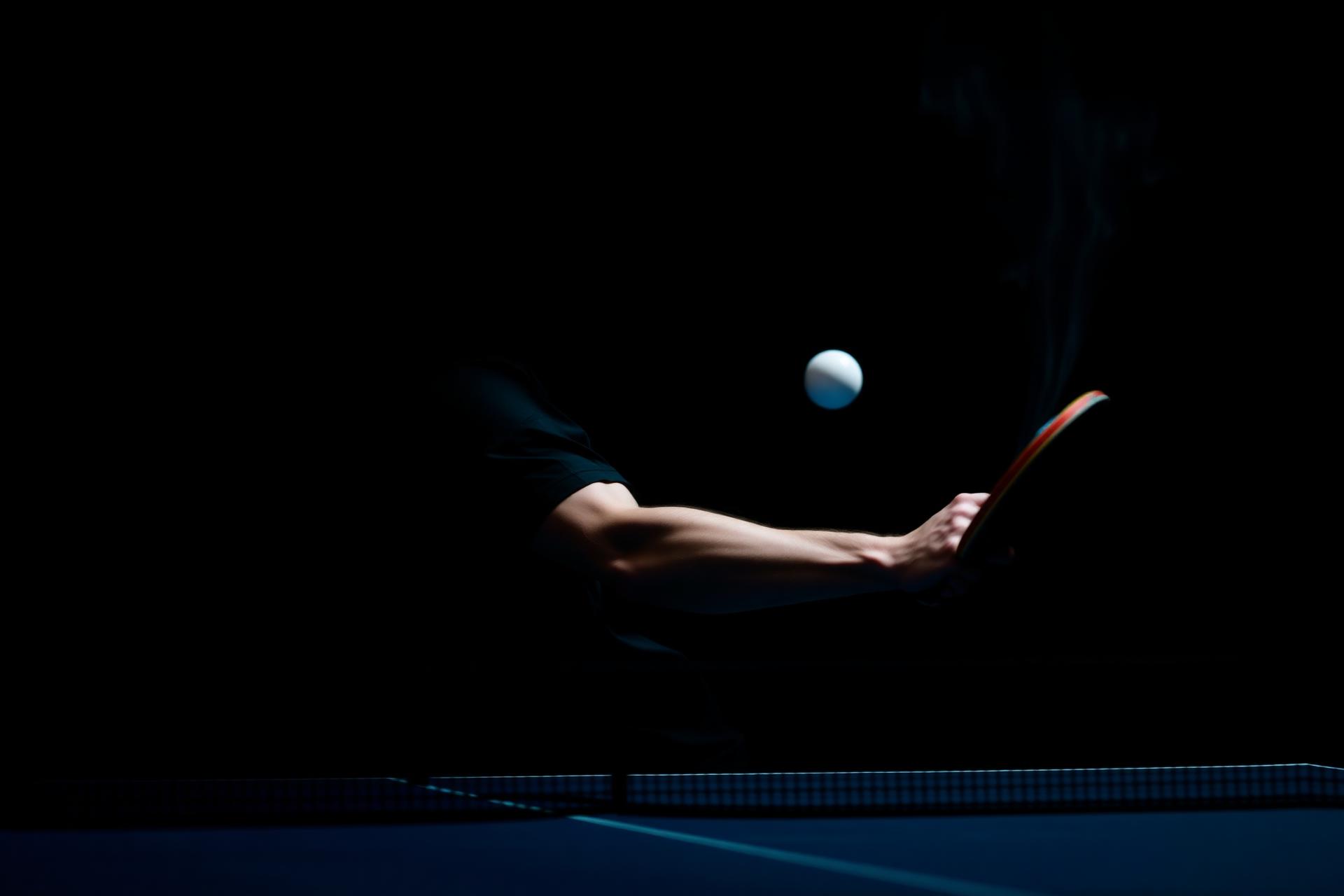 Joueur de tennis de table en action